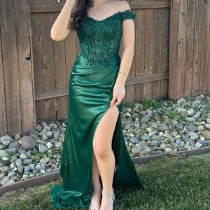 Forest Green Corset Top Flower Embroidered